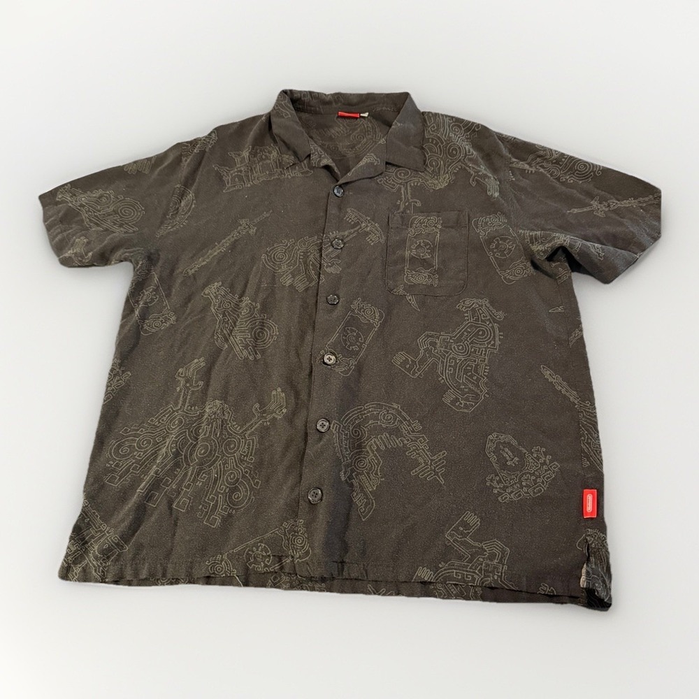 Nintendo Zelda Sheikah Geoglyph Shirt Rayon Japan Import Black XL